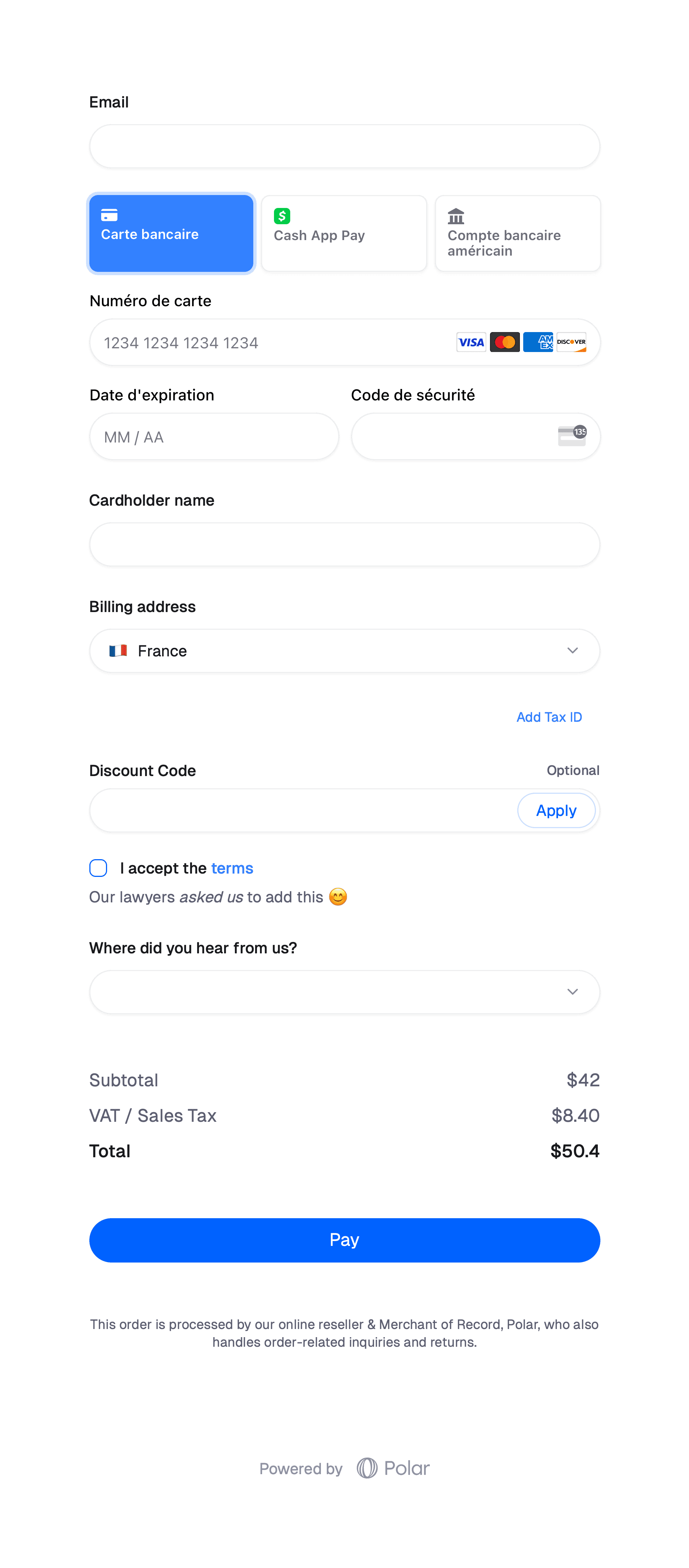 Custom fields checkout