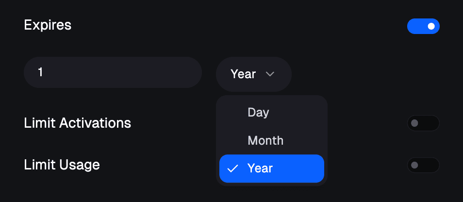 Set license key expiration